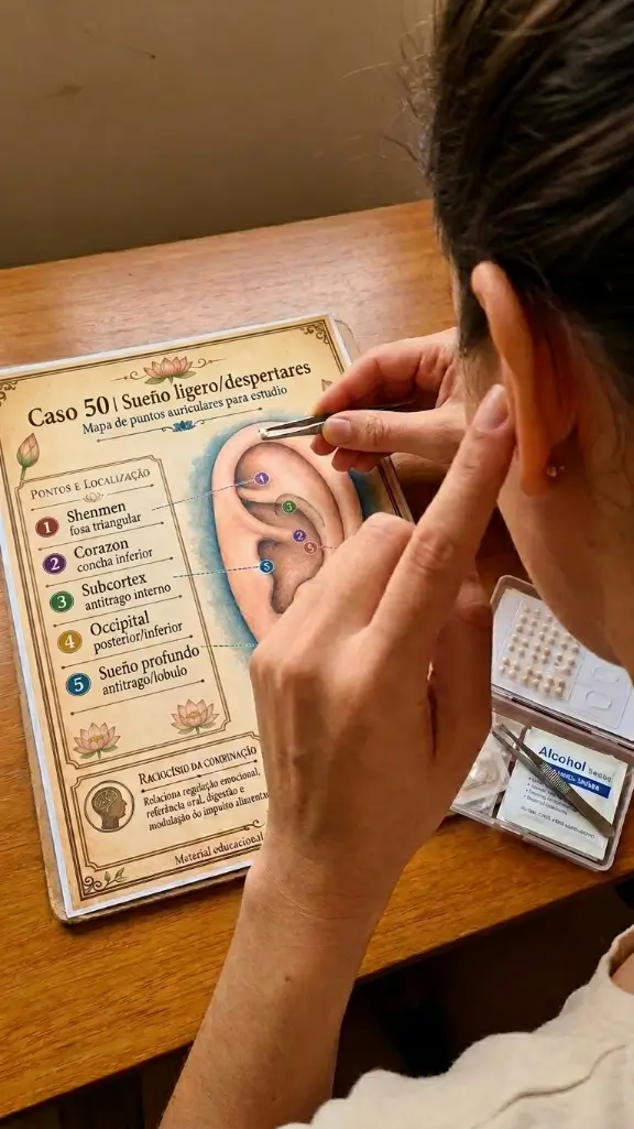 Aplicación de punto auricular con material del caso sueño ligero